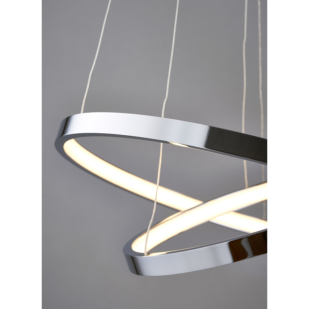 Piazza - 240V Double Chrome Ring Pendant Light Fitting - Image 2