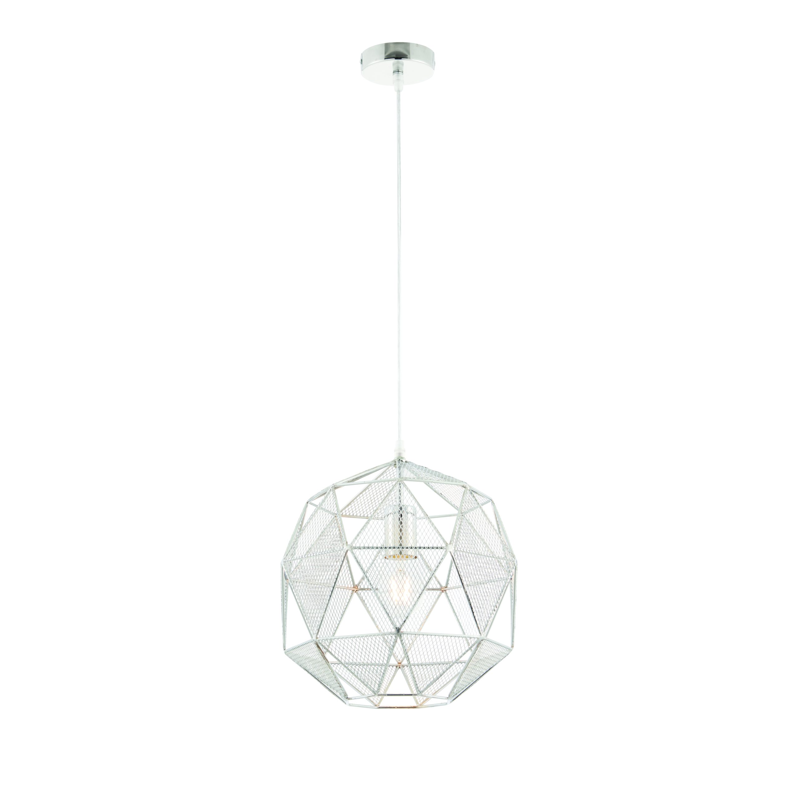 Lira - 240V Round Geometric Chrome Wire Pendant Light Fitting